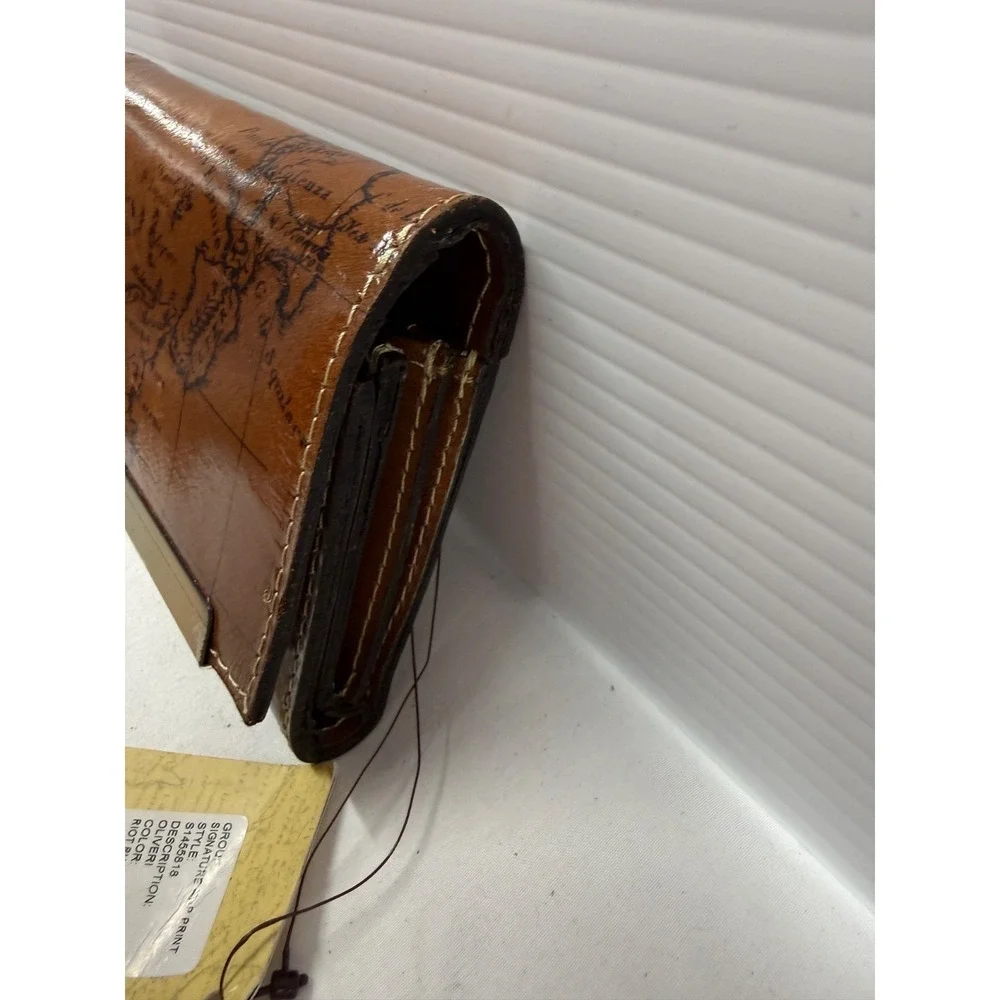 Patricia Nash Oliveri Leather Tri-Fold Wallet W/ RFID‎ Protection RIOT RUST MAP